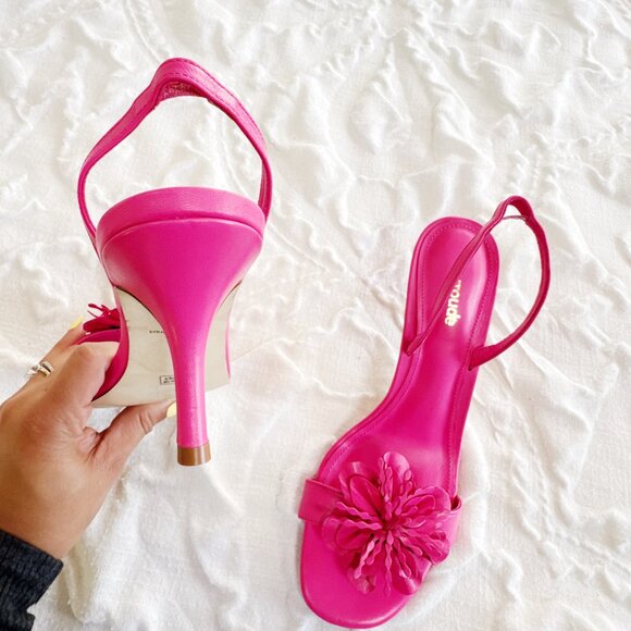 Larroudé Hibiscus Slingback Sandal Magenta Size 8 New - Picture 5 of 8